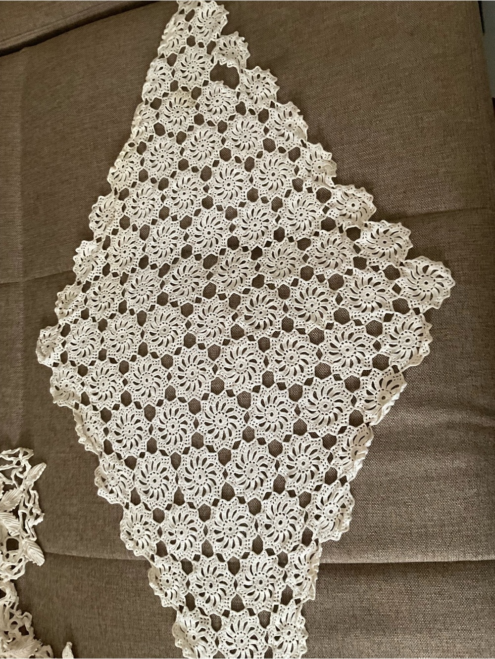 Handmade White Crochet Lace Table Runner - Classic Home Accent